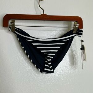 NWT Vitamin A. Striped Black Reversible Bikini Bottom Size 8/ Medium
